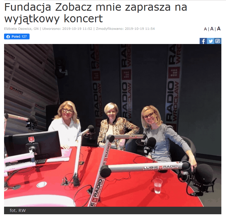 Radio Wroclaw Fundacja ZOBACZ MNIE zaprasza na koncert